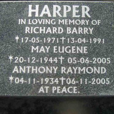 HARPER Richard Barry 1971-1991 :: HARPER  May Eugene 1944-2005 :: HARPER Anthony Raymond 1934-2005