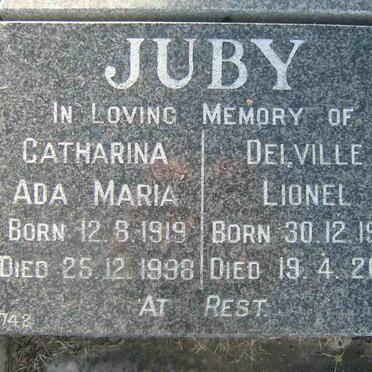 JUBY Delville Lionel 1918-2001 &amp; Catharina Ada Maria 1919-1998