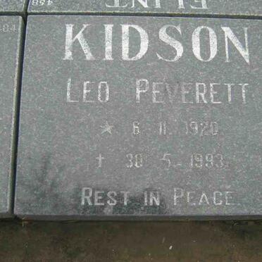 KIDSON Leo Peverett 1920-1993