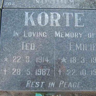 KORTE Ted 1914-1987 &amp; Emilie 1912-1992