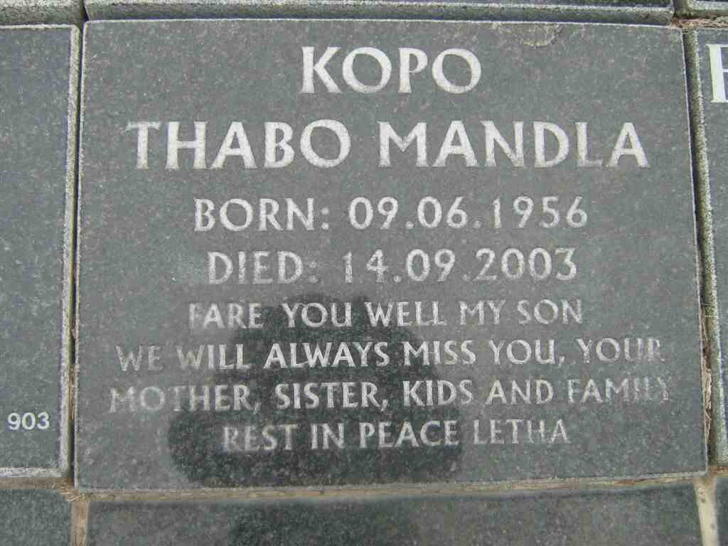 KOPO Thabo Mandla 1956-2003