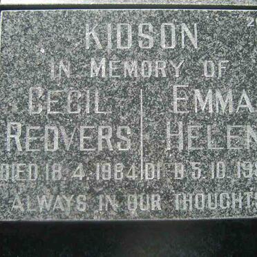 KIDSON Cecil Redvers -1984 &amp; Emma Helen -1986