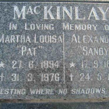 MacKINLAY Alexander 1892-1977 &amp; Martha Louisa 1894-1976