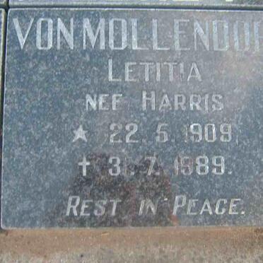 MOLLENDORF Letitia, von nee HARRIS 1909-1989