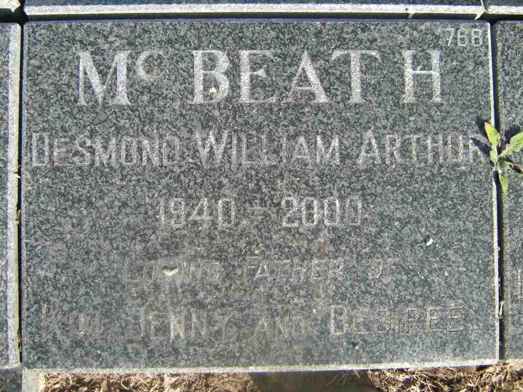 McBEATH Desmond William Arthur 1940-2000