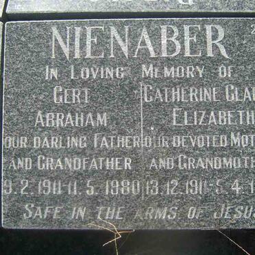 NIENABER Gert Abraham 1911-1980 &amp; Catherine Gladys Elizabeth 1911-1987