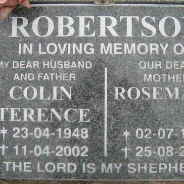 ROBERTSON Colin Terence 1948-2002 &amp; Rosemary 1956-2005