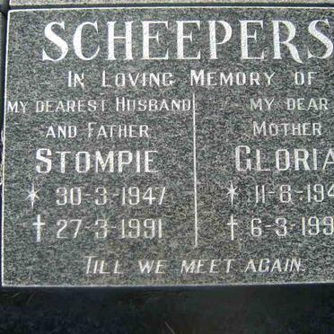 SCHEEPERS Stompie 1947-1991 &amp; Gloria 1949-1998