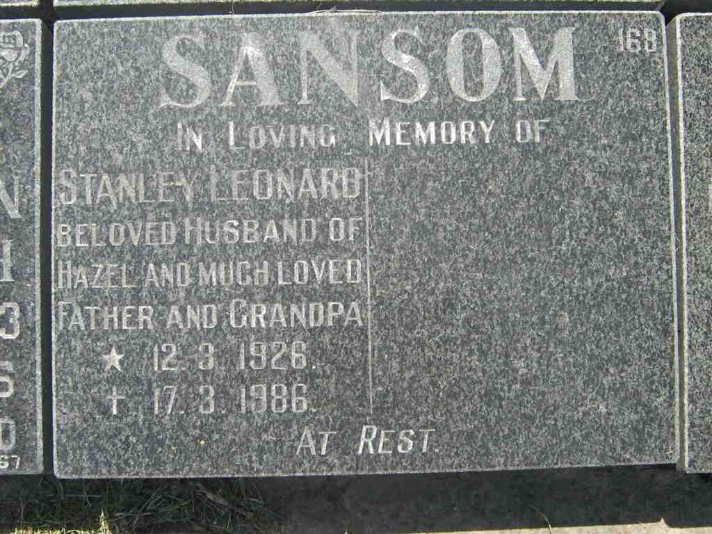 SANSOM Stanley Leonard 1926-1986