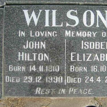 WILSON John Hilton 1910-1990 &amp; Isobel Elizabeth 1913-2007