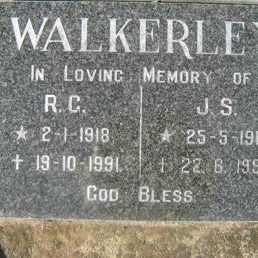WALKERLEY R.G. 1918-1991 &amp; J.S. 1918-1998
