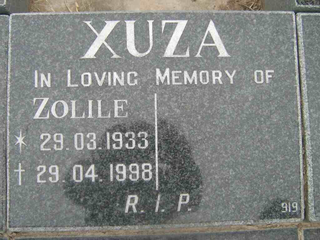 XUZA Zolile 1933-1998