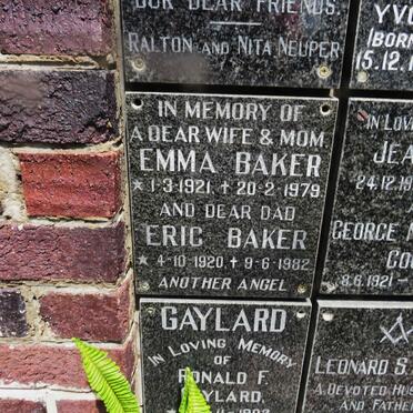 BAKER Eric 1920-1982 &amp; Emma 1921-1979