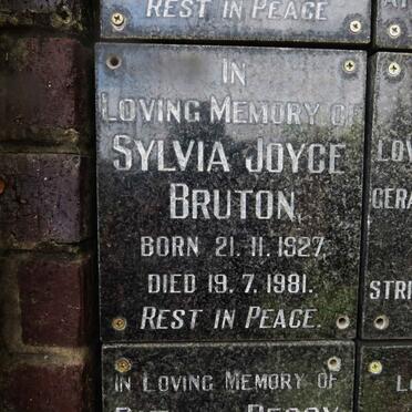 BRUTON Sylvia Joyce 1927-1981