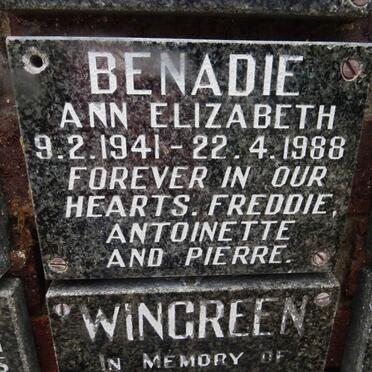 BENADIE Ann Elizabeth 1941-1988