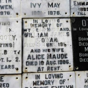 COWAN William James -1963 &amp; Alice Maude -1986