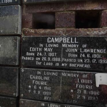 CAMPBELL John Lawrence 1901-1992 &amp; Edith May 1907-1988