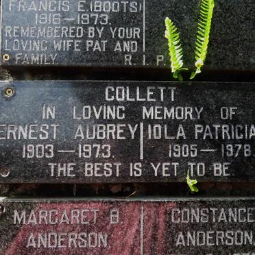 COLLETT Ernest Aubrey 1903-1973 &amp; Iola Patricia P. 1905-1978