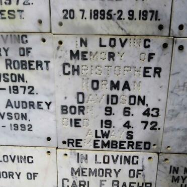 DAVIDSON Christopher Norman 1943-1972