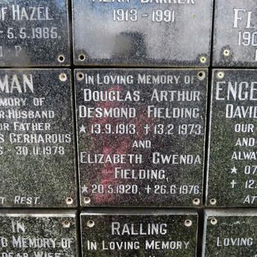 FIELDING Douglas Arthur Desmond 1913-1973 &amp; Elizabeth Gwenda 1920-1976