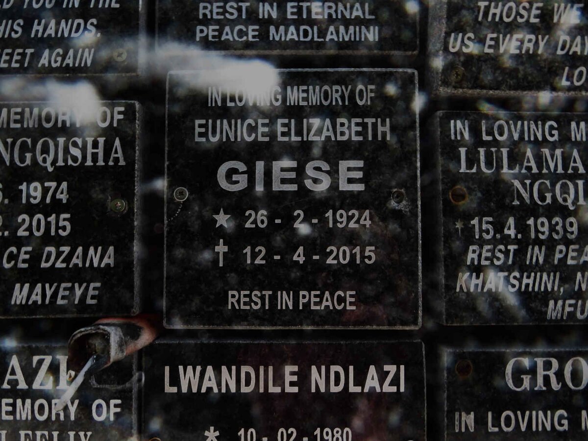 GIESE Eunice Elizabeth 1924-2015