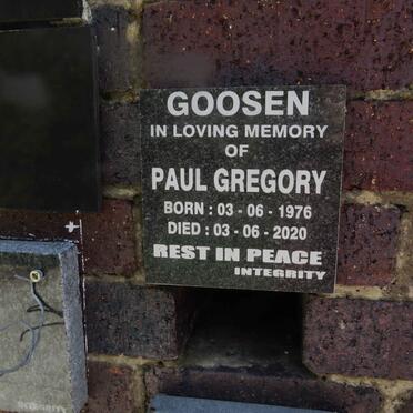 GOOSEN Paul Gregory 1976-2020
