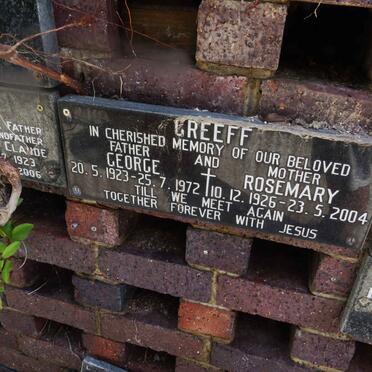 GREEFF George 1923-1972 &amp; Rosemary 1926-2004