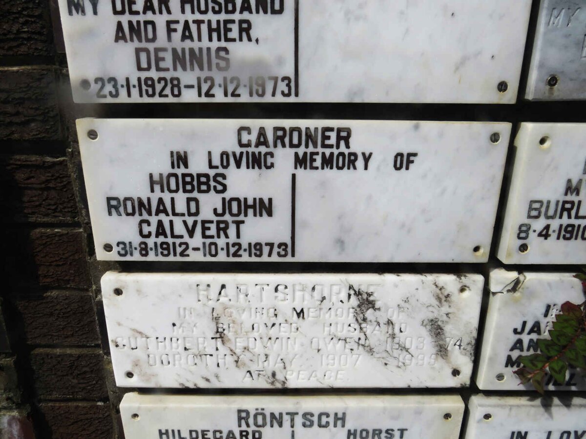 GARDNER Hobbs Ronald John Calvert 1912-1973