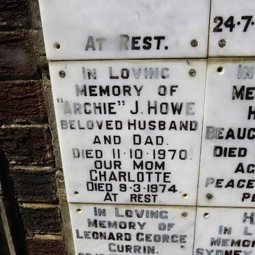 HOWE Archie J. -1970 &amp; Charlotte -1974