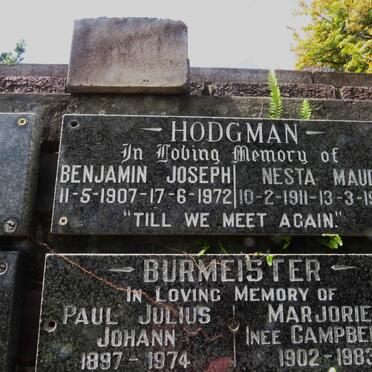 HODGMAN Benjamin Joseph 1907-1972 &amp; Nesta Maud 1911-1994