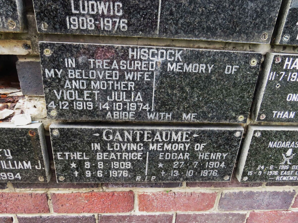 HISCOCK Violet Julia 1919-1974