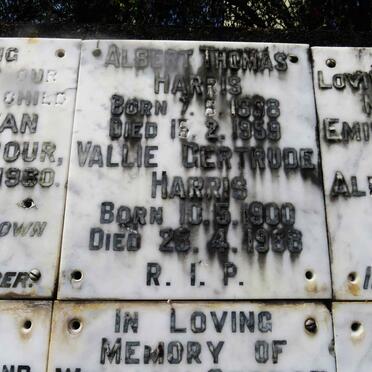 HARRIS Albert Thomas 1888-1959 &amp; Vallie Gertrude 1900-1968