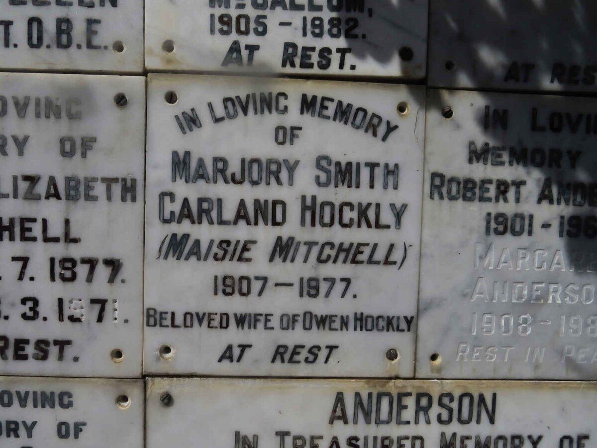 HOCKLY Marjorie Smith Garland 1907-1977