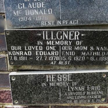 ILLGNER Konrad Eduard 1911-1978 &amp; Enid Mathilda 1920-1998