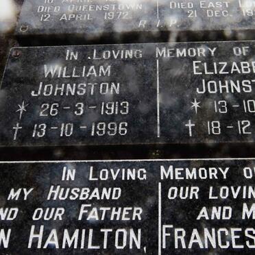 JOHNSTON William 1913-1996 &amp; Elizabeth 1918-2000