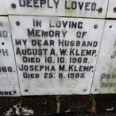 KLEMP August A.W. -1968 &amp; Josepha M. -1985