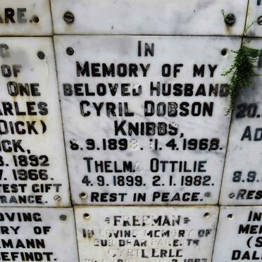 KNIBBS Cyril Dobson 1898-1968 &amp; Thelma Ottilie 1899-1982
