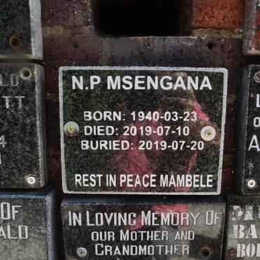 MSENGANA N.P. 1940-2019