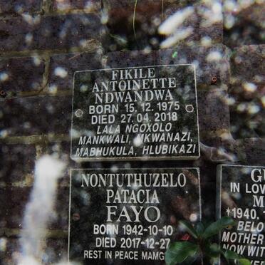 NDWANDWA Fikile Antoinette 1975-2018 :: FAYO Nontuthuzelo Patacia 1942-2017