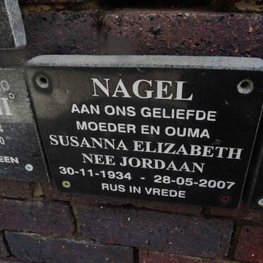 NAGEL Susanna Elizabeth nee JORDAAN 1934-2007