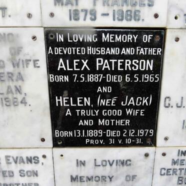 PATERSON Alex 1887-1965 &amp; Helen JACK 1889-1979
