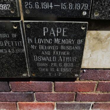 PAPE Oswald Athur 1938-1980