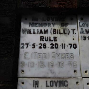 RULE William T. 1926-1970 :: SYKES E. 1913-1975