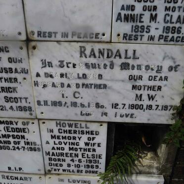 RANDALL T.C. 1897-1968 &amp; M.W. 1900-197?