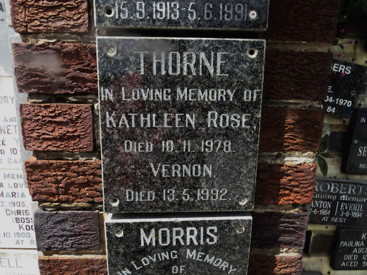 THORNE Vernon -1992 &amp; Kathleen Rose -1978