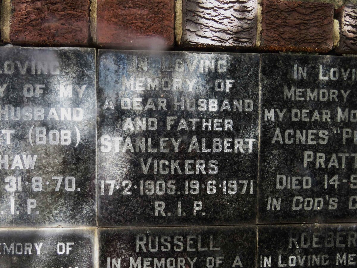VICKERS Stanley Albert 1905-1971