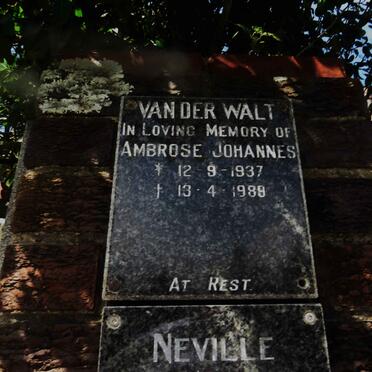 WALT Ambrose Johannes, van der 1937-1989