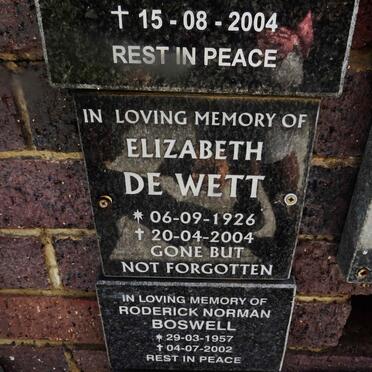 WETT Elizabeth, de 1926-2004