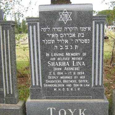 TOYK Sharha Lina born ASSNESS 1914-1994