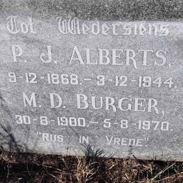 ALBERTS P.J. 1868-1944 :: BURGER M.D. 1900-1970